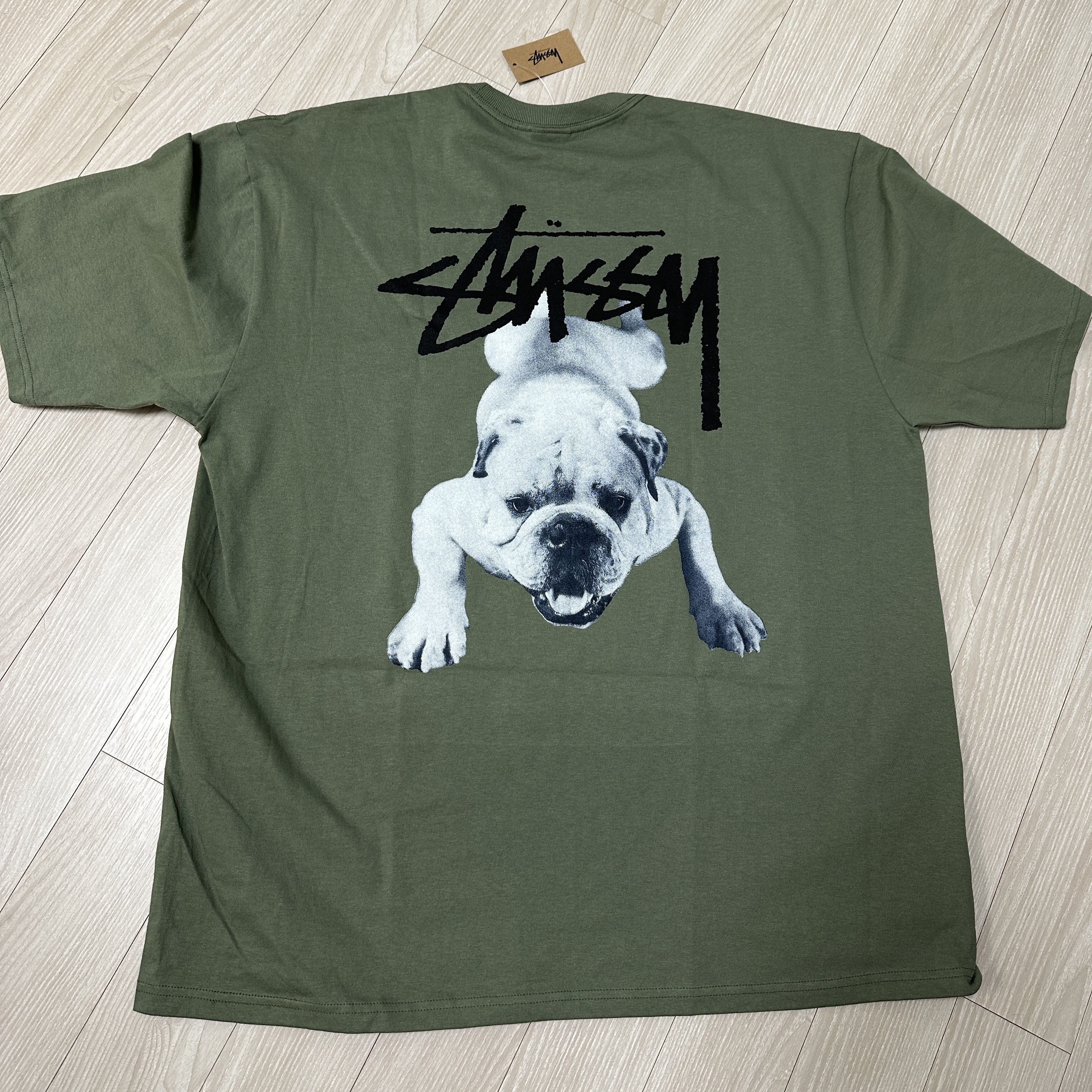 Stussy Stock Dog T-Shirt Olive 착용 스타일
