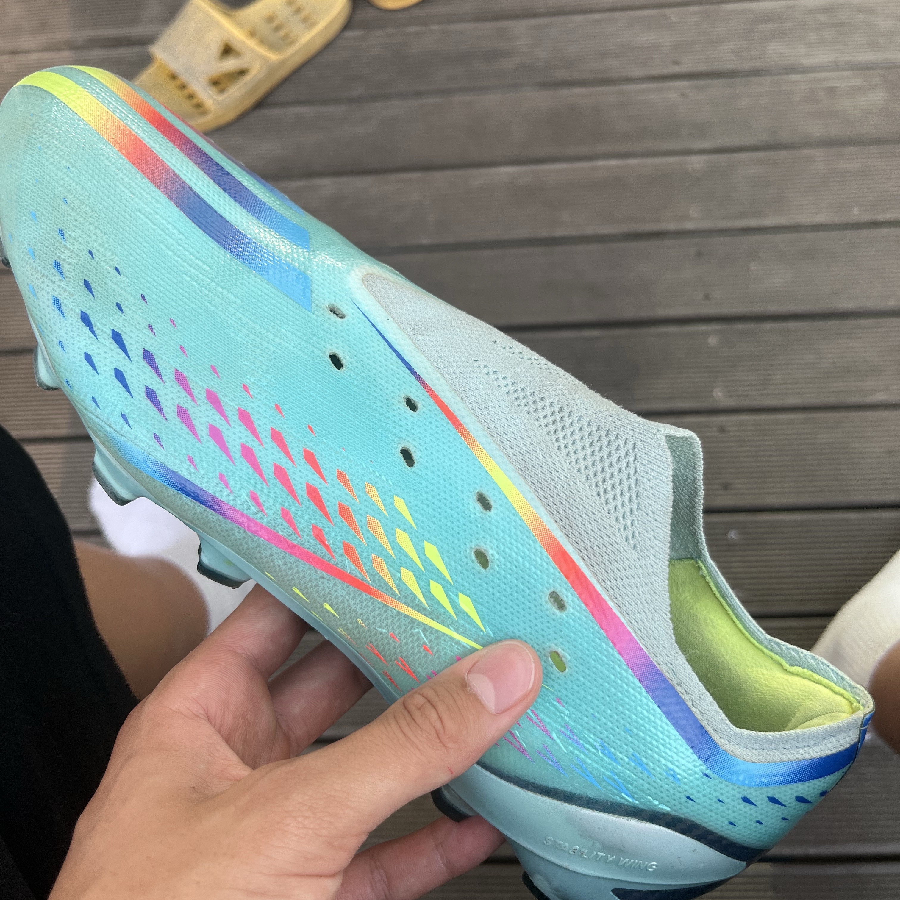 Adidas X Speedportal+ FG Aqua Solar Red 착용 스타일