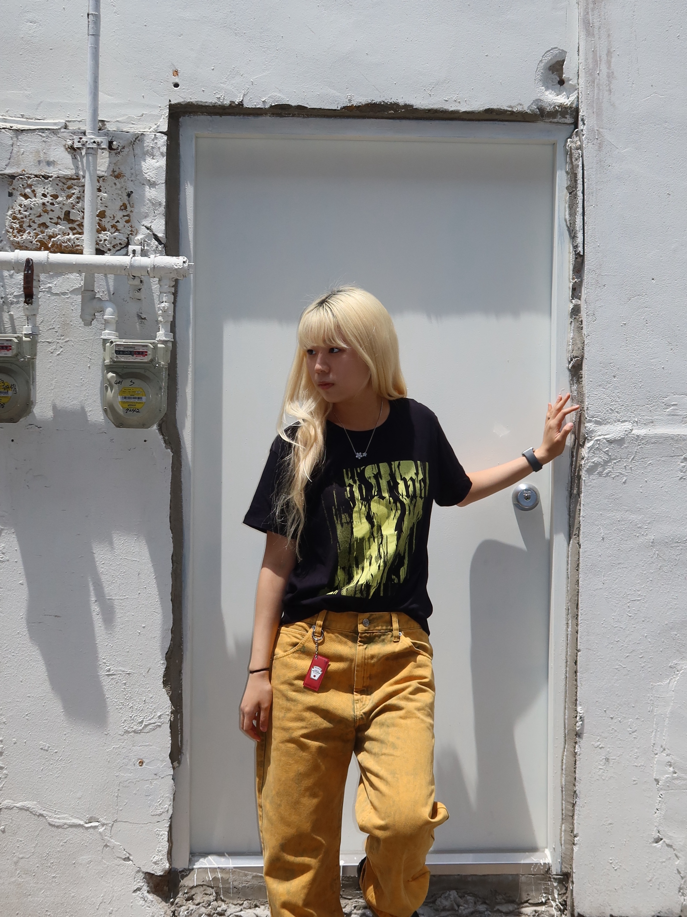 Hono Report Object Keyring Tomato Ketchup, Hono Report Twin Flowers Necklace 착용 스타일