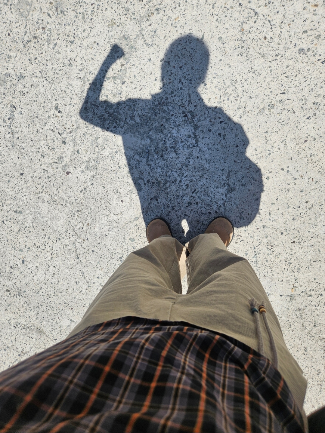 Safarispot Pocket Check Half Shirts Brown 착용 스타일 - 4