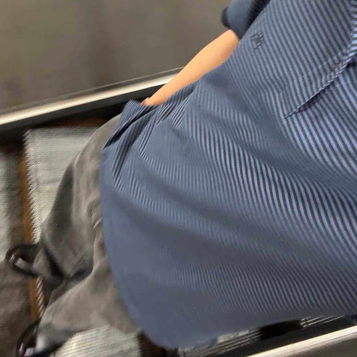 Uniqlo x JW Anderson Dry Pique Stripe Polo Shirt Narrow Blue - KR 착용 스타일