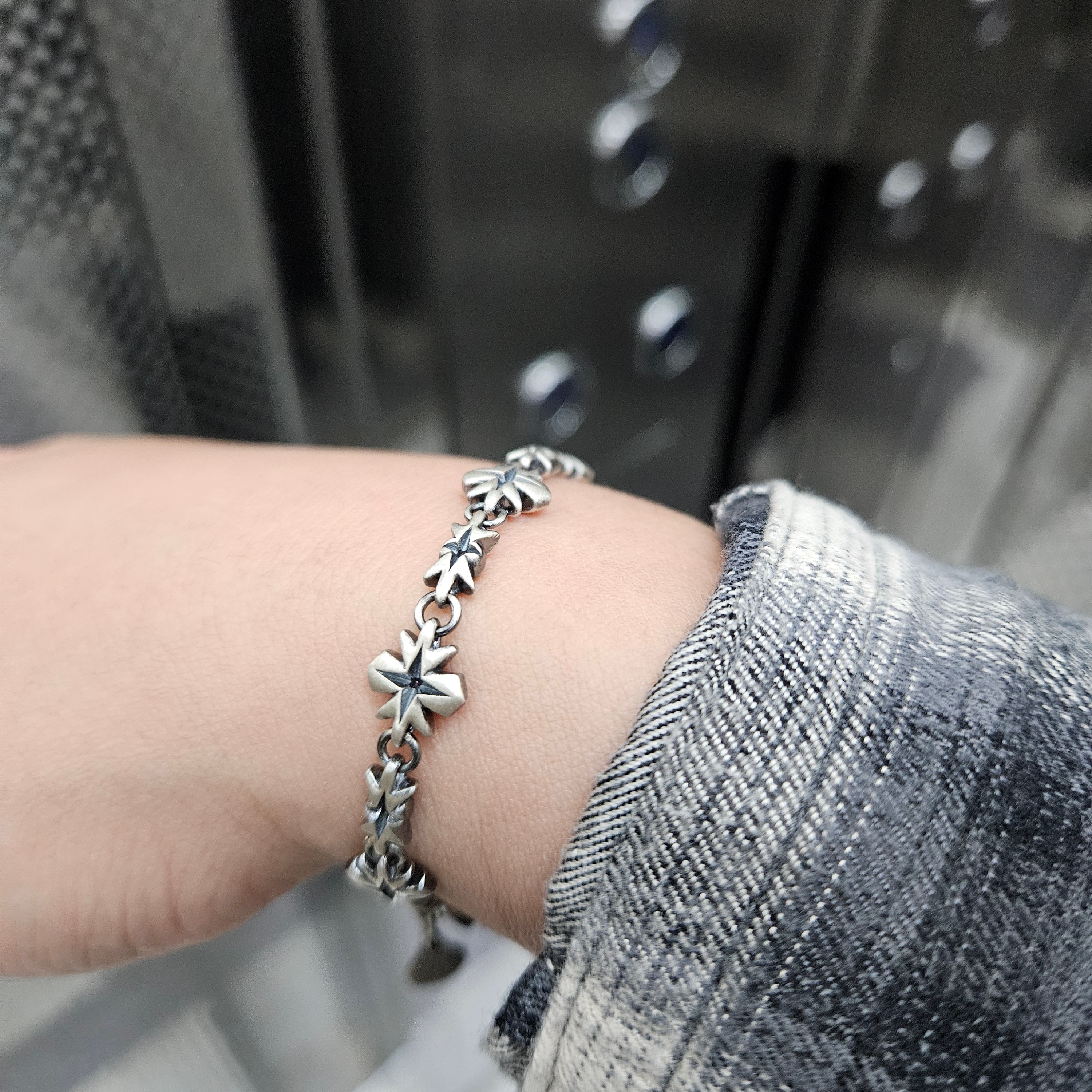 [프리오더] Polyteru 925 Silver Bracelet 003 Aqua Cross 착용 스타일 - 1