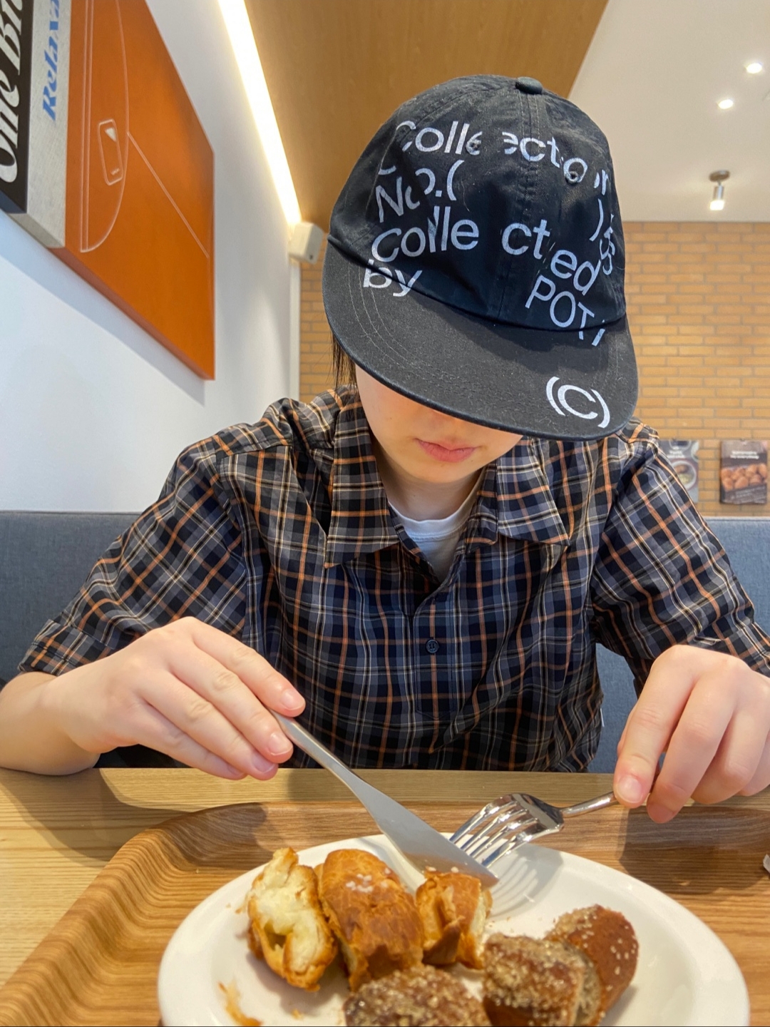 Safarispot Pocket Check Half Shirts Brown 착용 스타일 - 1