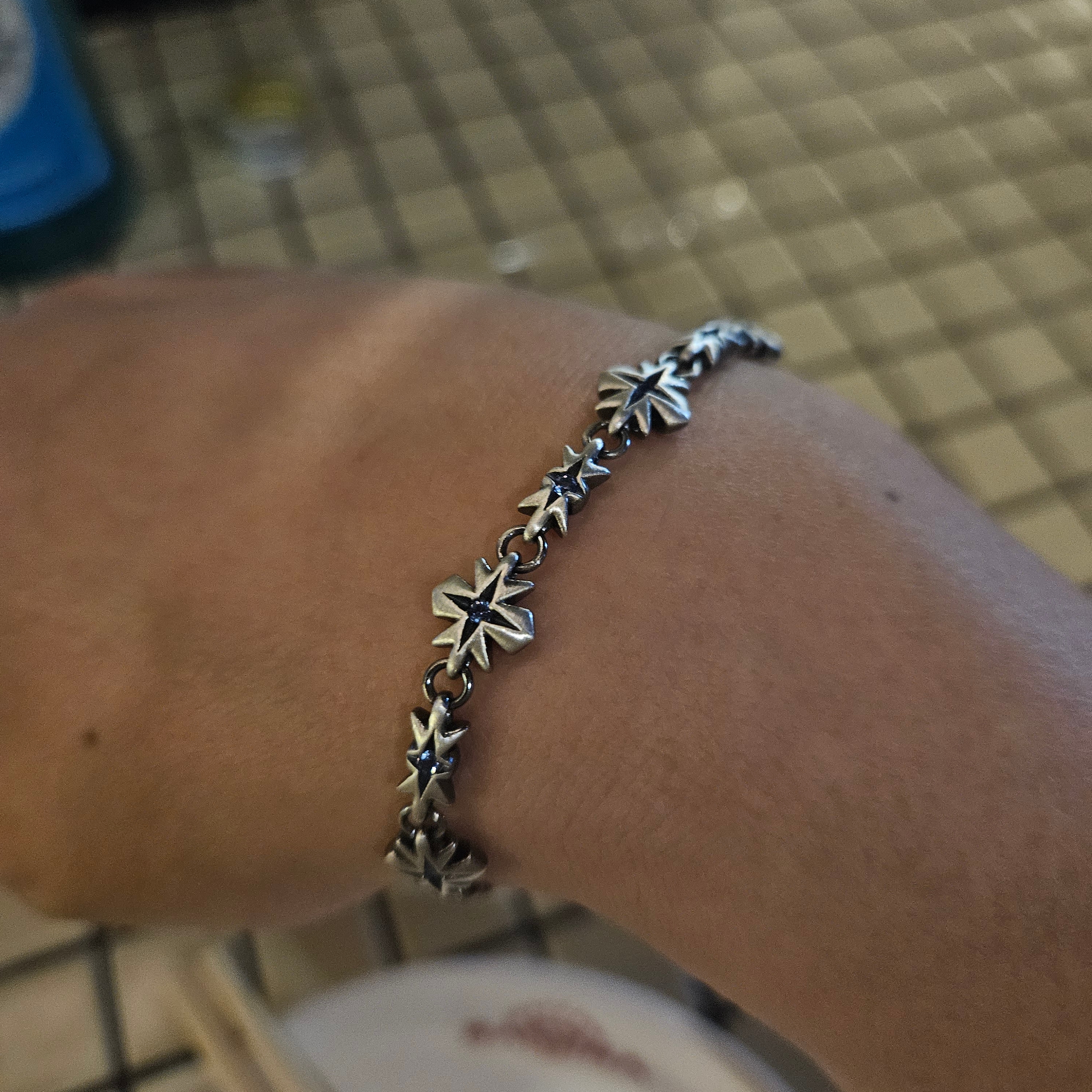 [프리오더] Polyteru 925 Silver Bracelet 003 Aqua Cross 착용 스타일 - 2