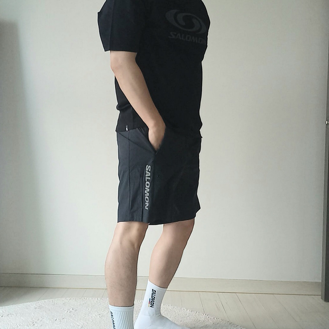 Salomon Link Short Sleeve T-Shirt Black, Arc'teryx Arc'Multi Bird Logo SS T-Shirt White Light 착용 스타일 - 2