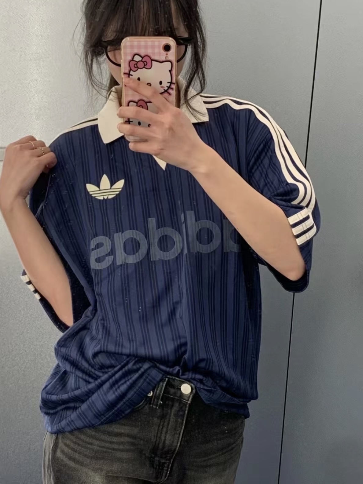 Adidas Originals Collared Goalie Top Crew Navy - KR Sizing 착용 스타일
