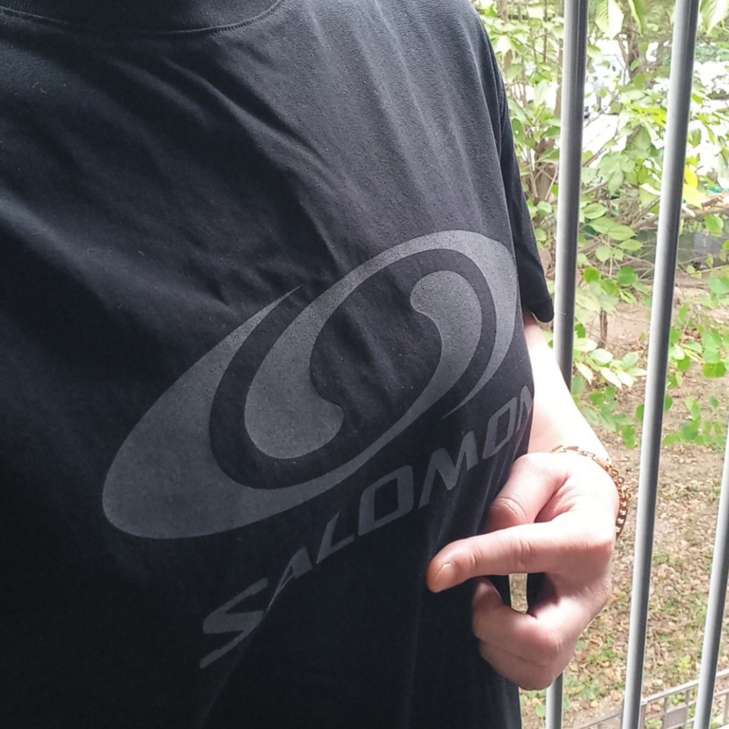 Salomon Link Short Sleeve T-Shirt Black, Arc'teryx Arc'Multi Bird Logo SS T-Shirt White Light 착용 스타일 - 7