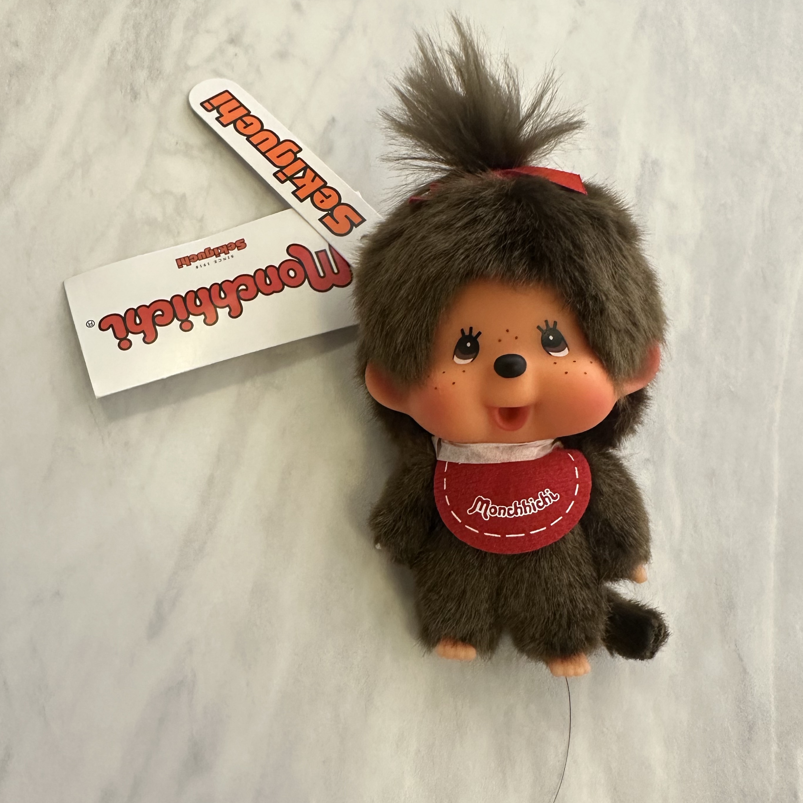 Monchhichi Bighead SS Girl Key Chain Brown 착용 스타일