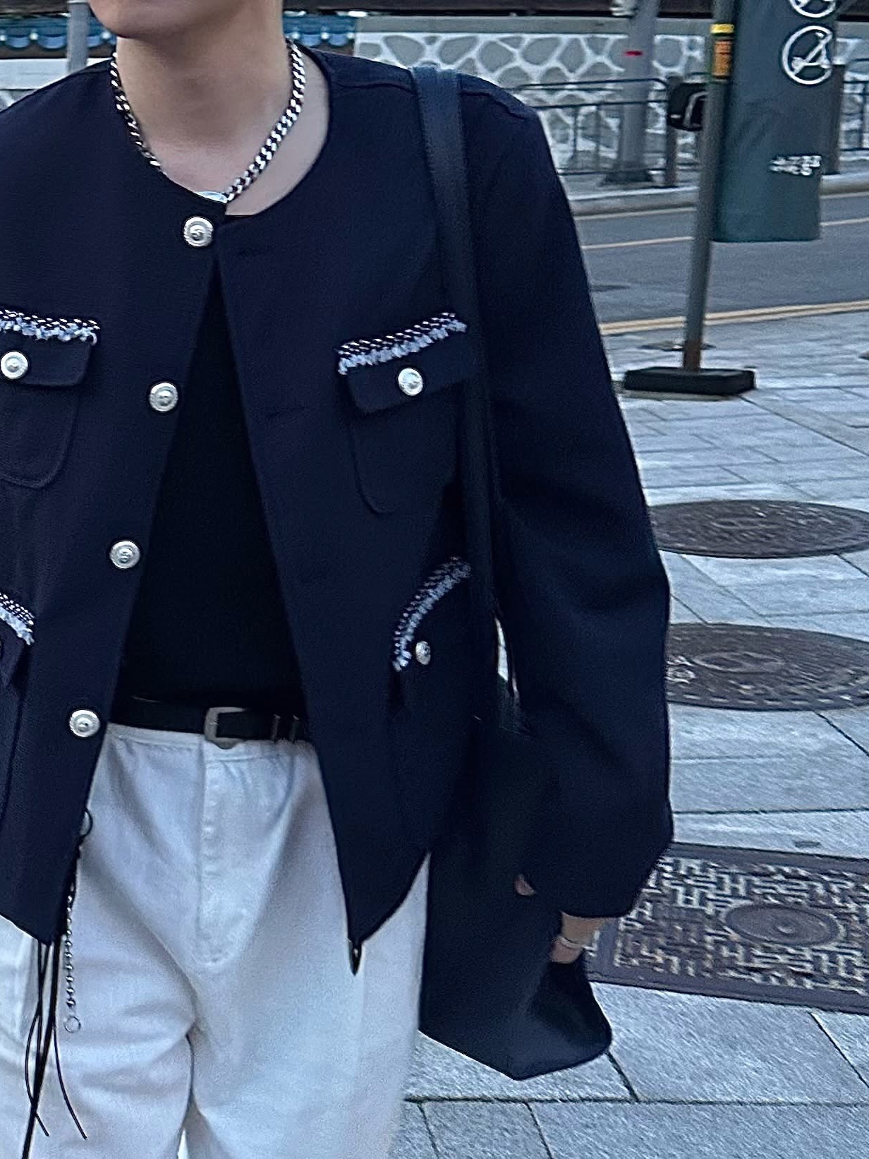Telfar Medium Shopping Bag Navy, Diesel Dx1509 Stainless Steel Chain Necklace Silver 착용 스타일 - 5