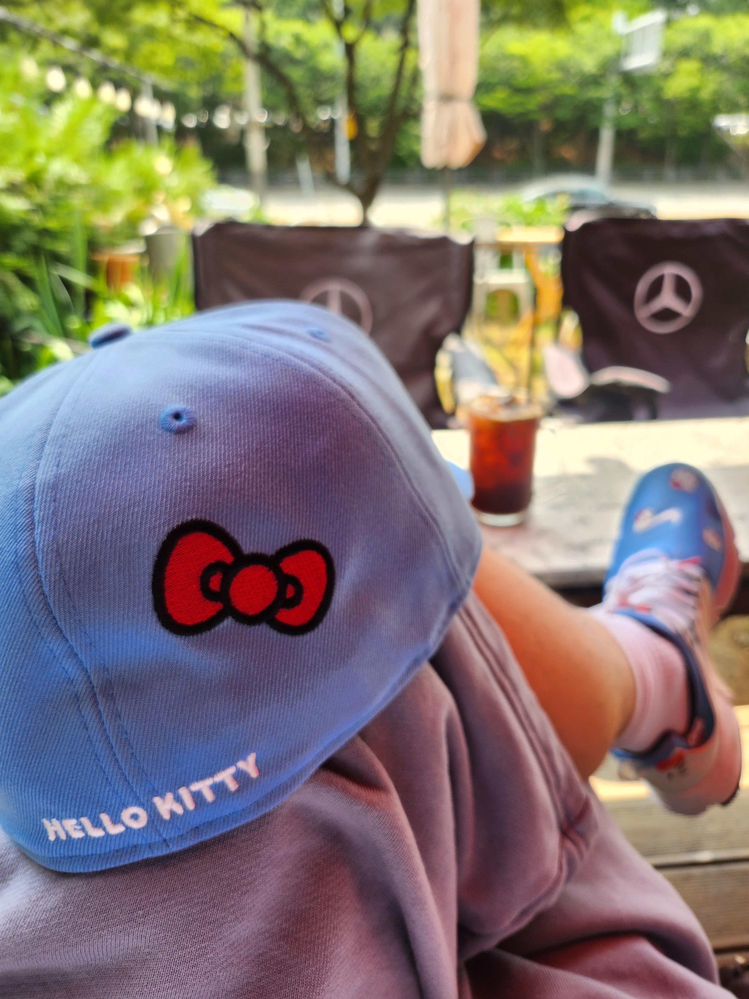 New Era x Hello Kitty Size Cap Radiant Blue, Nike x Hello Kitty Air Presto University Blue 착용 스타일 - 2