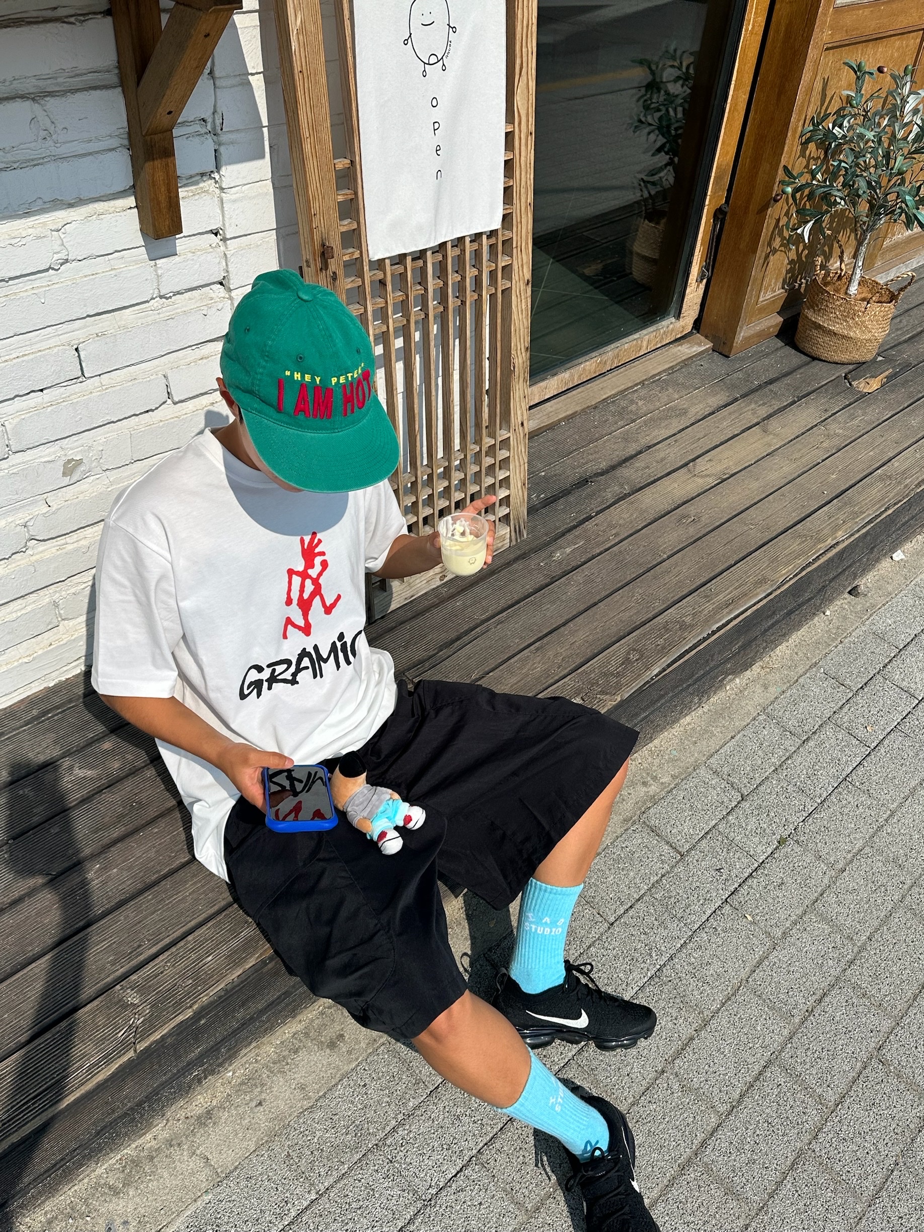 My Name is Peter I Am Hot Cap Green 착용 스타일