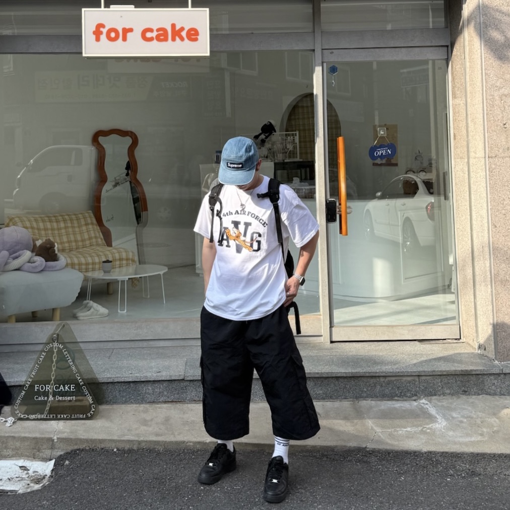 Gildan X American Collection AVG TIGER T-Shirt White 착용 스타일 - 4