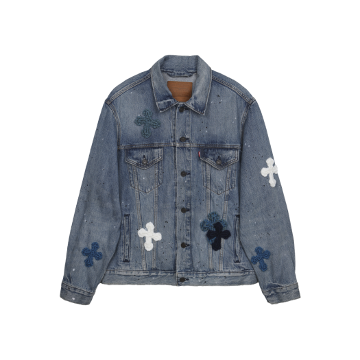 YARN- DENIMJKT-05 Y.A.R.N. Levi's Denim Jacket 3D Cross Knit Motif Indigo