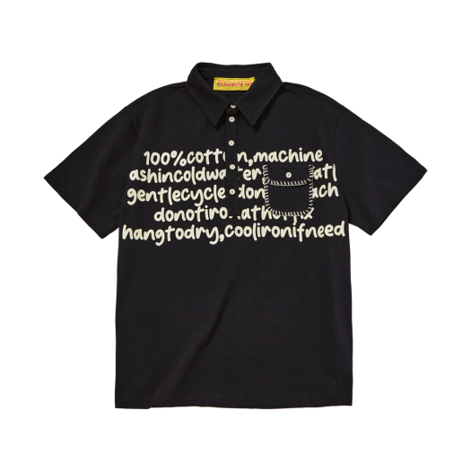 25SUGFST03BK Garments Fab Blanket Stitch Polo Tee Black