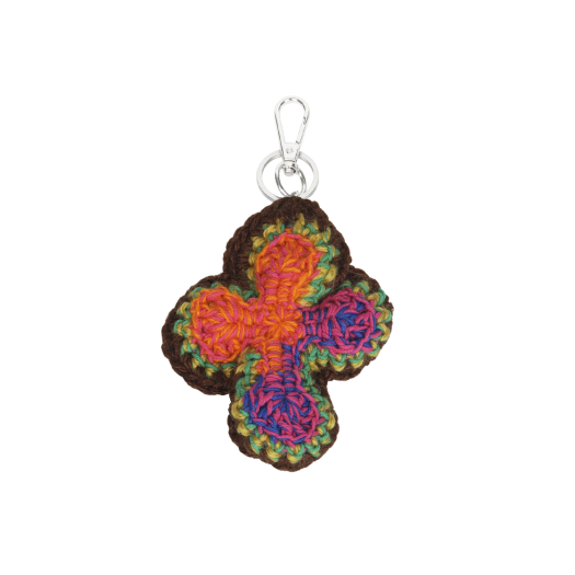 YARN-KEYRING-13 Y.A.R.N. 3D Cross Handmade Knit Key Holder
