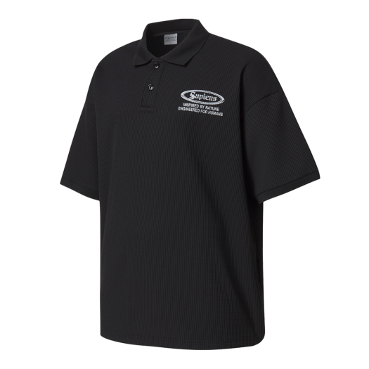 SP25SSTS008BK Sapiens Waffle Over Fit Polo Shirt Black