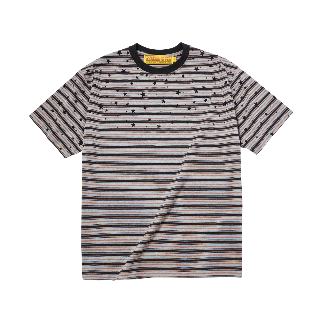 25SUGFST06CH Garments Fab Star Floking Stripe Tee Charcaol
