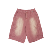 KZM Dying Denim Bermuda Pants Pink