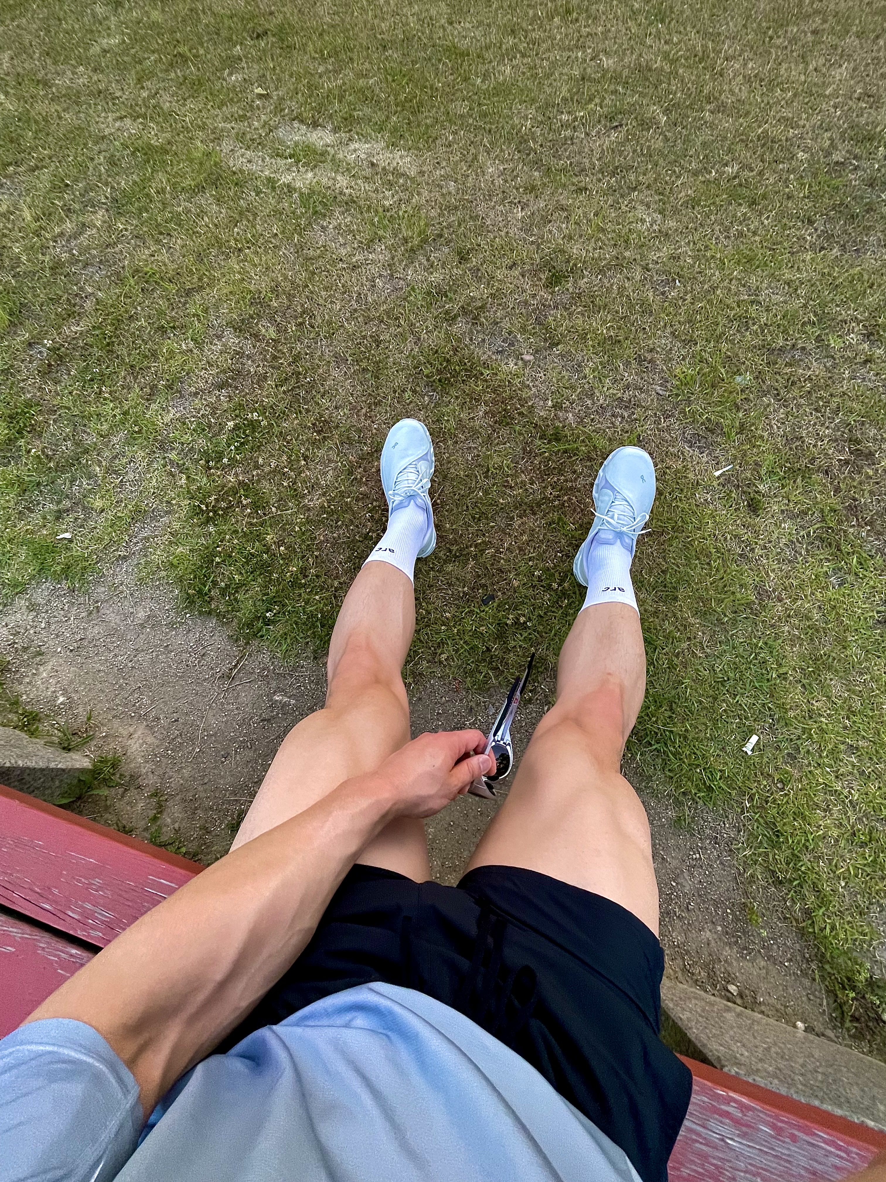 On Running x Post Archive Faction (Paf) Cloudmonster 2 Vapor Frost, Nike Dri-Fit Stride 5 Inch Brief Lined Running Shorts Black - Asia 착용 스타일 - 4