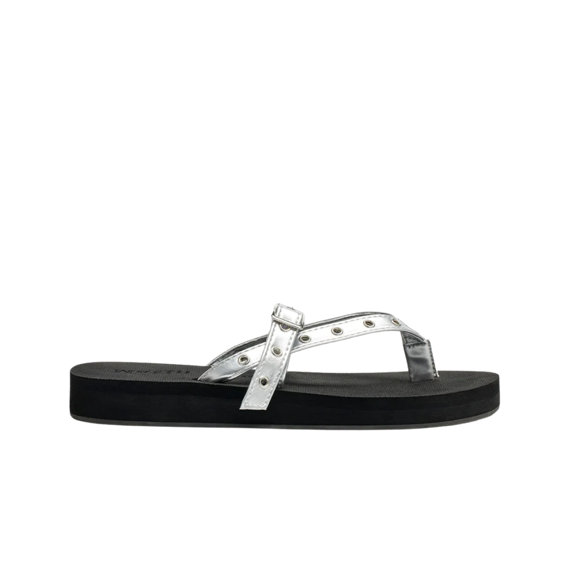 MK2534SO007MSV (W) Matin Kim Buckle Eyelet Sandal Silver