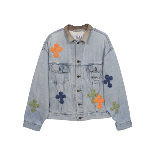 YARN- DENIMJKT-07 Y.A.R.N. Levi's Denim Jacket 3D Cross Knit Motif Indigo