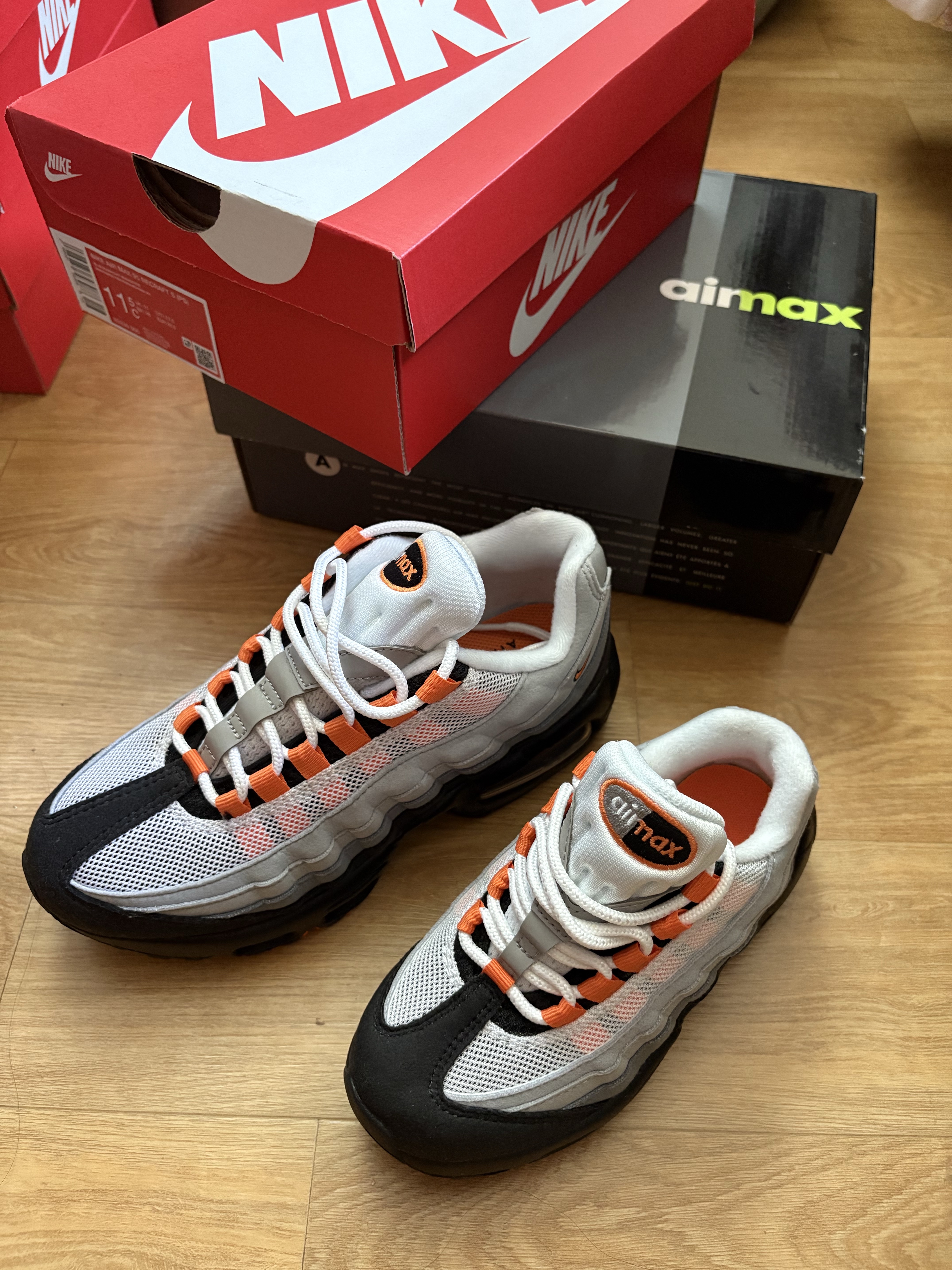 (GS) Nike Air Max 95 OG Bright Mandarin, (PS) Nike Air Max 95 OG Bright Mandarin 착용 스타일
