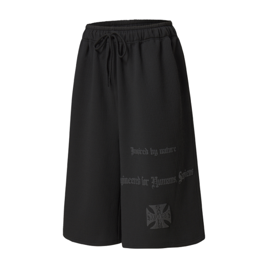SP25SSPT001BK Sapiens Engineered Waffle Over Fit Shorts Black