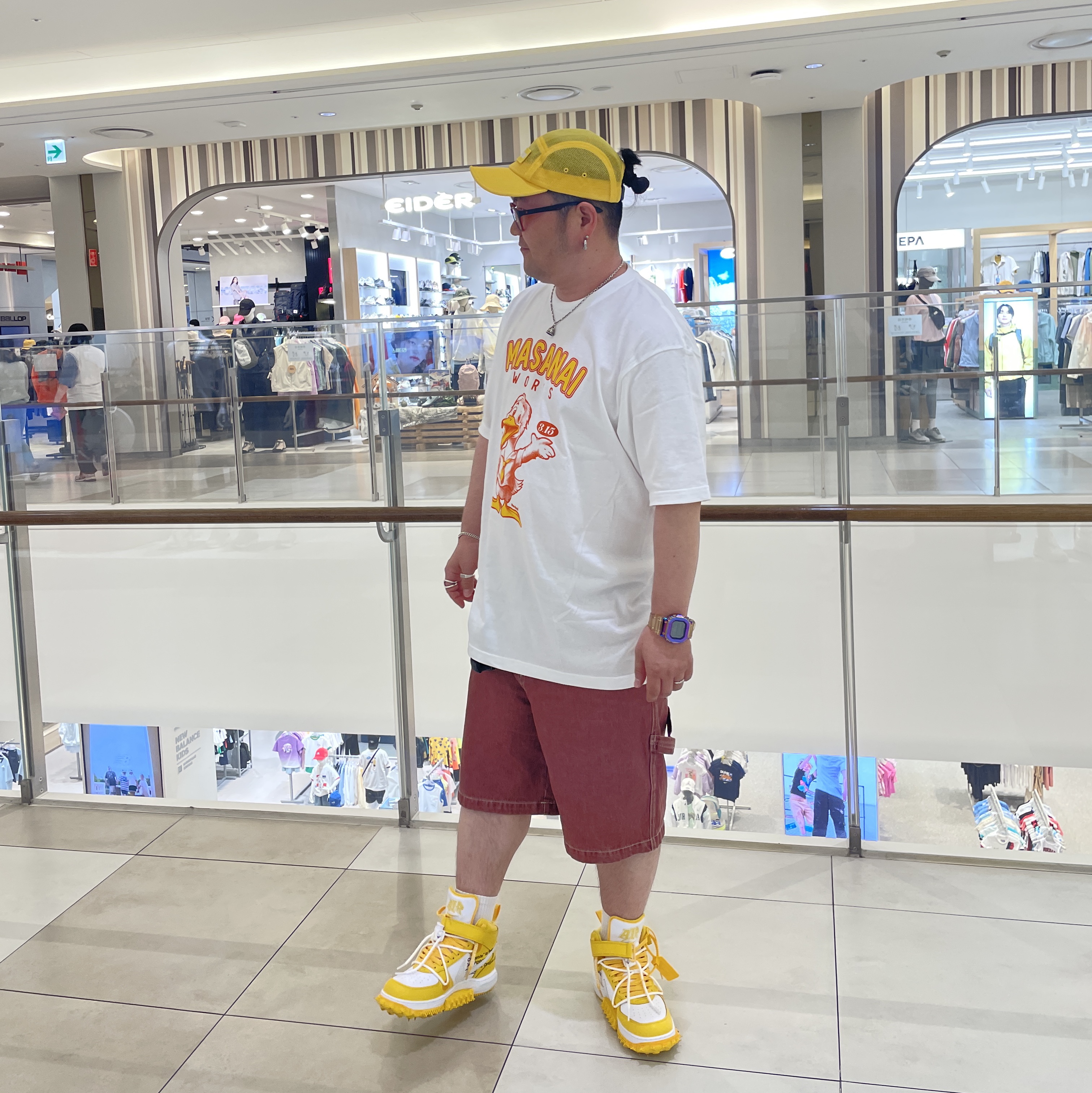 Supreme Mesh Cordura Camp Cap Yellow - 23SS, Nike x Off-White Air Force 1 Mid SP Leather Varsity Maize 착용 스타일 - 2