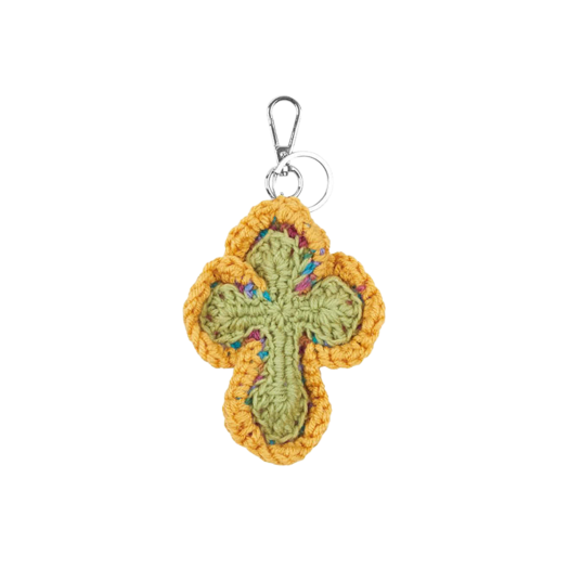 YARN-KEYRING-9 Y.A.R.N. 3D Cross Handmade Knit Key Holder