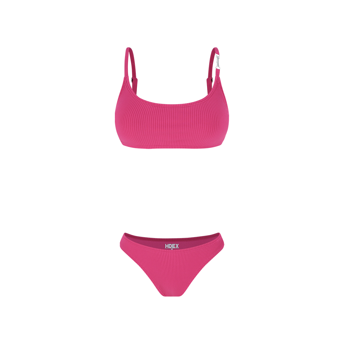 에이치덱스 메탈 리브드 비키니 세트 핑크(HDEX Metal Ribbed Bikini Set Pink)