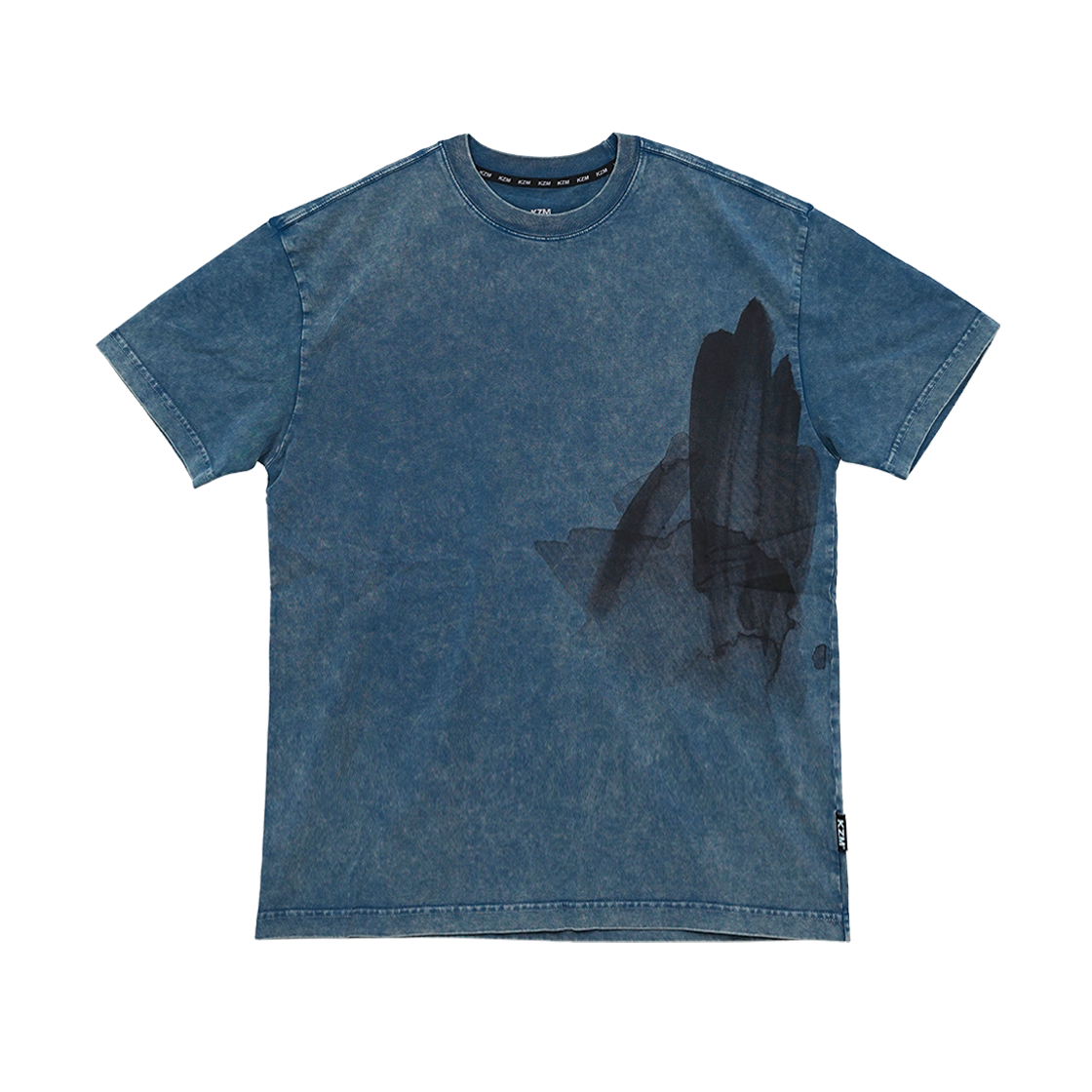 케이지엠 원 포인트 워싱 티셔츠 블루(KZM One Point Washing T-Shirt Blue)