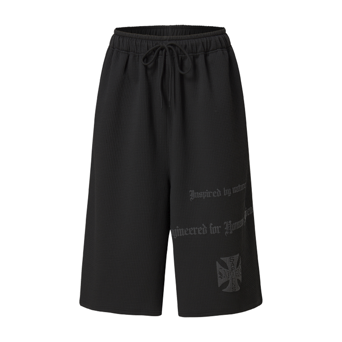 SP25SSPT001BK Sapiens Engineered Waffle Over Fit Shorts Black - #2