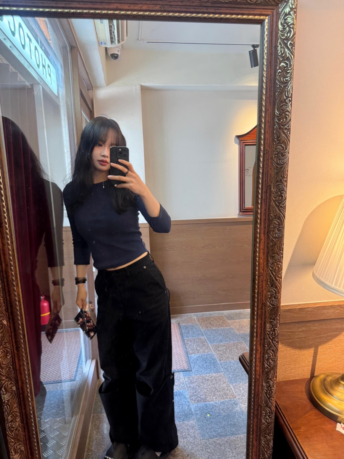 COYSEIO 038 Capri Sleeves Navy, Hatchingroom Armor Jeans Black 착용 스타일