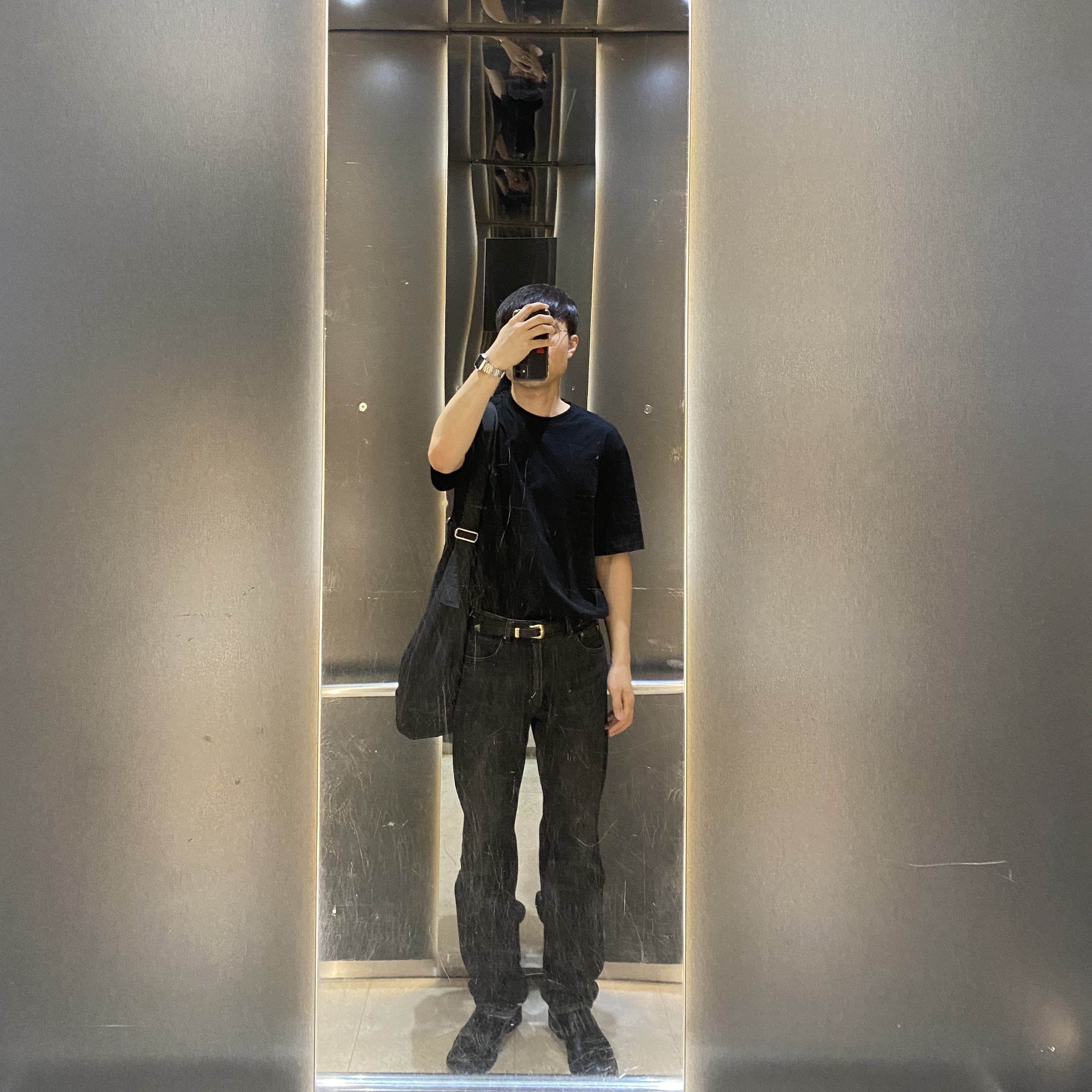 Kinchi Shower - 808 (a) Black, HGBB Studio Leaf Bag Jet Black 착용 스타일