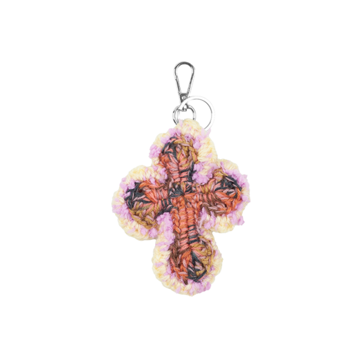 YARN-KEYRING-10 Y.A.R.N. 3D Cross Handmade Knit Key Holder