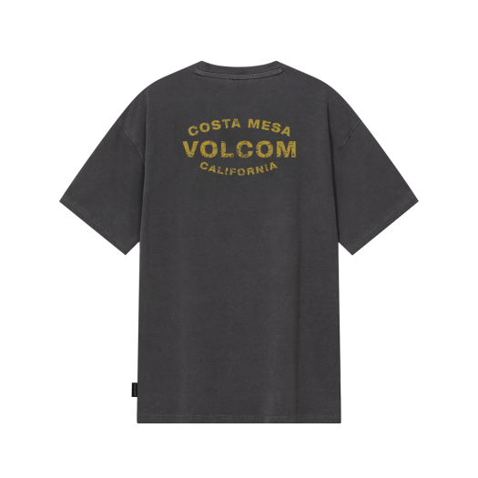 VA252TS001CH Volcom Crack Arch Logo Garment Dying Short Sleeve Charcoal
