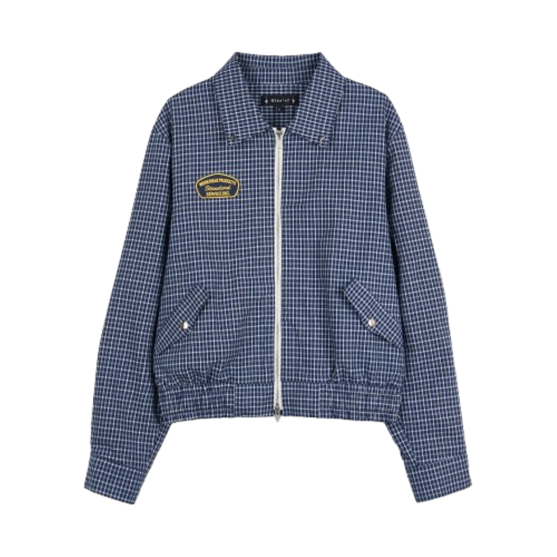 BLUESF64 Blue Sunflower Two Way Checkered Short Blouson Navy Blue - 대표 이미지 #1