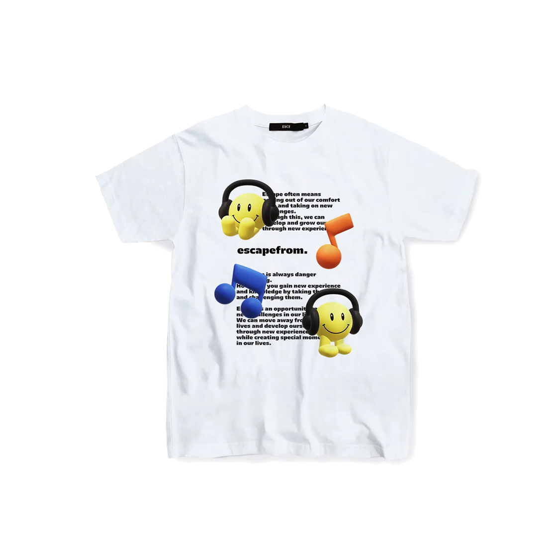 E231OTS292WH Escapefrom 3D Smile Print T-shirt White