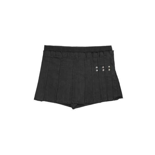 Bonnae-139 Bonnae Star Rivet Pleated Skort Black