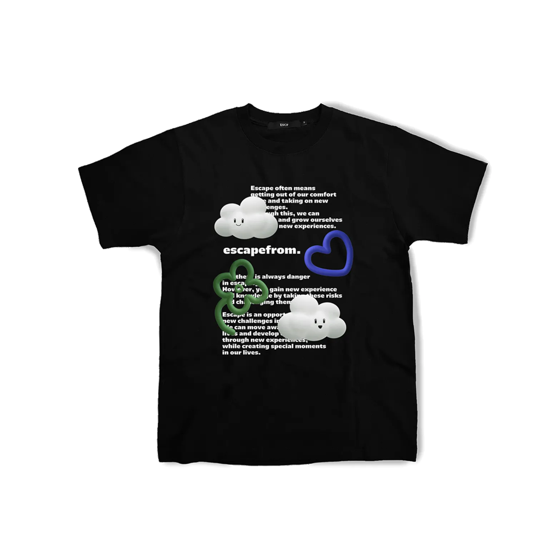 E231OTS214BK Escapefrom 3D Cloud T-shirt Black