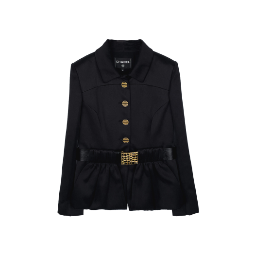 ITP29S58DSCA Chanel 19A Belted Jacket Washed Black