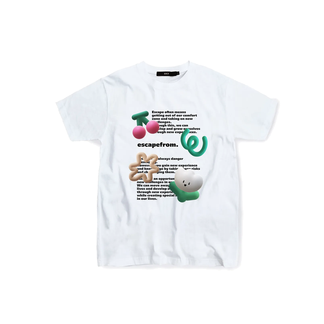 E231OTS290WH Escapefrom 3D Flower Print T-shirt White