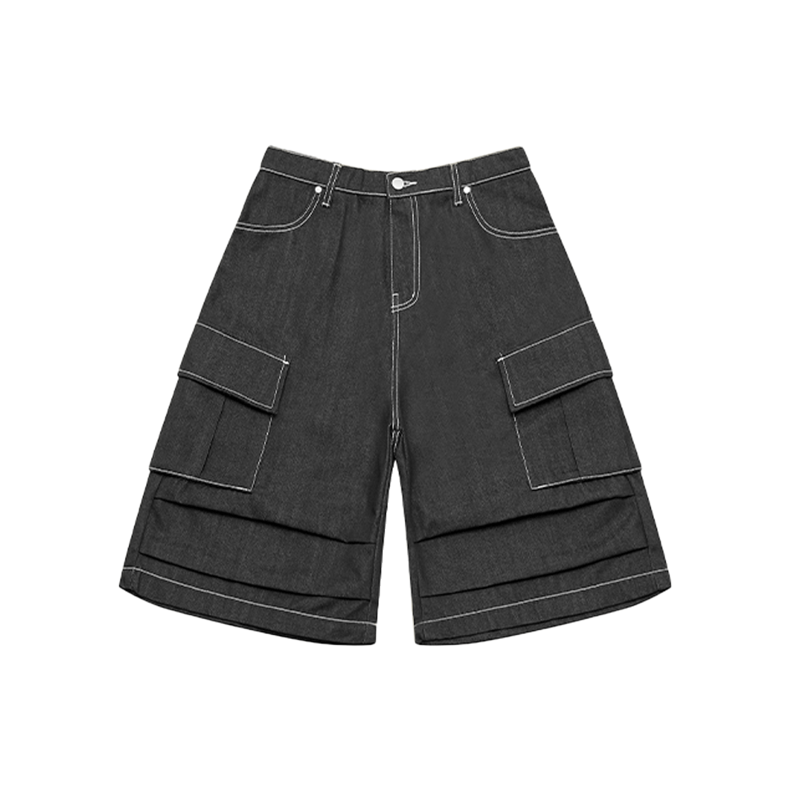 ARPT5201_BK Arrayed Bermuda Parasuit Cotton Cargo Pants Black