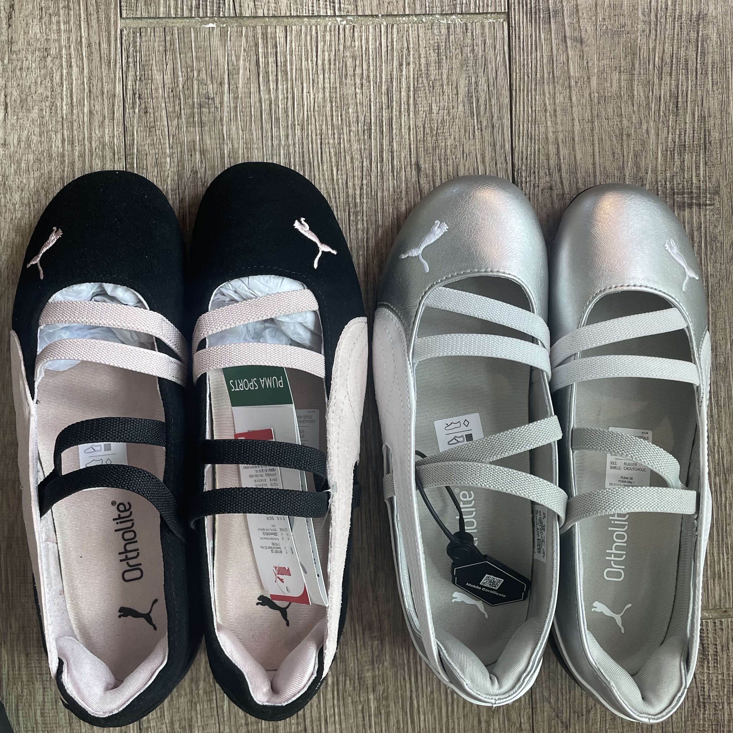 (W) Puma Speedcat Ballet Metallic Puma Silver Puma White, (W) Puma Speedcat Ballet Suede Puma  Black Mauve Mist 착용 스타일 - 3