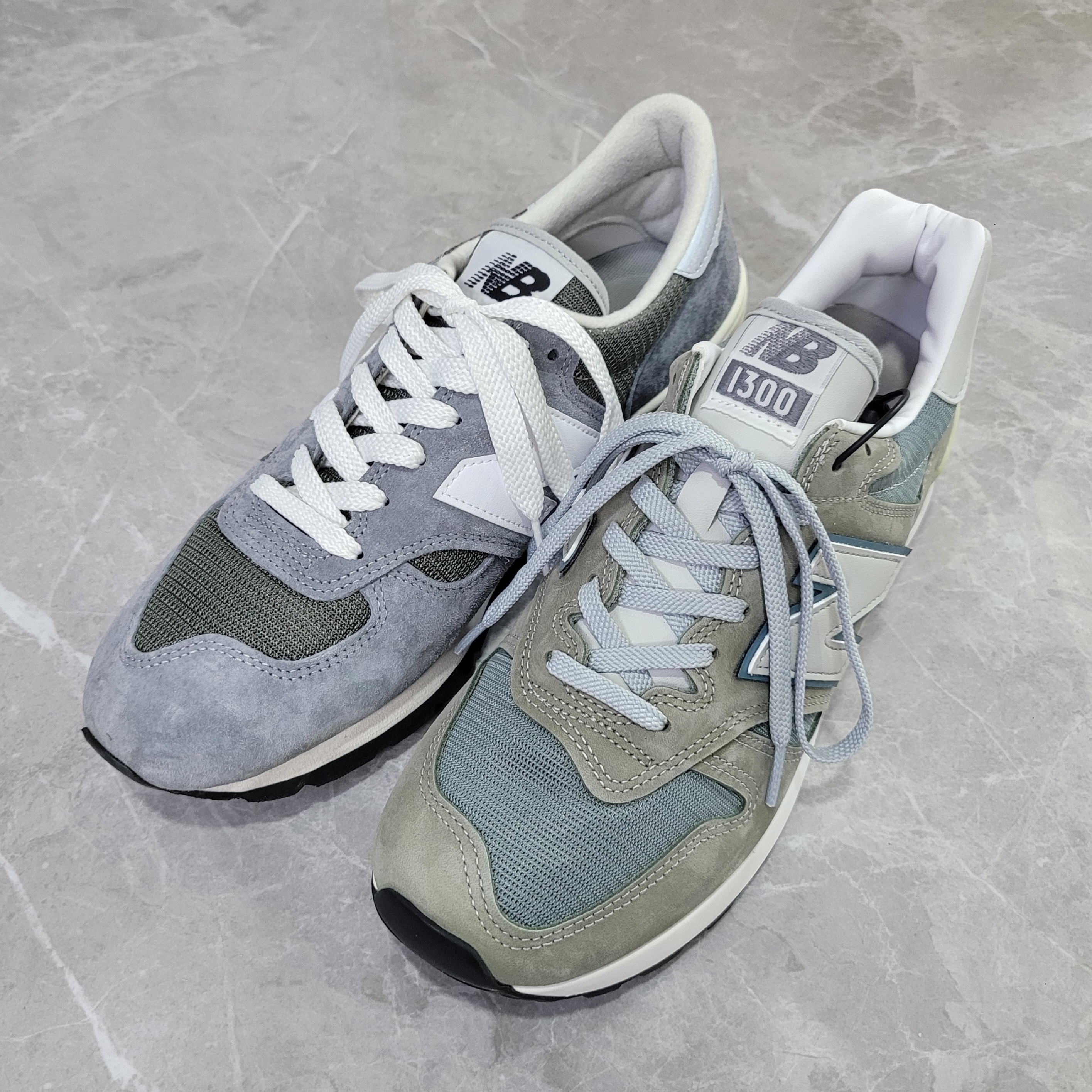 New Balance 1300 Made in USA Mirage Grey Monument, New Balance x JJJJound 992 Made in USA Grey 착용 스타일 - 7