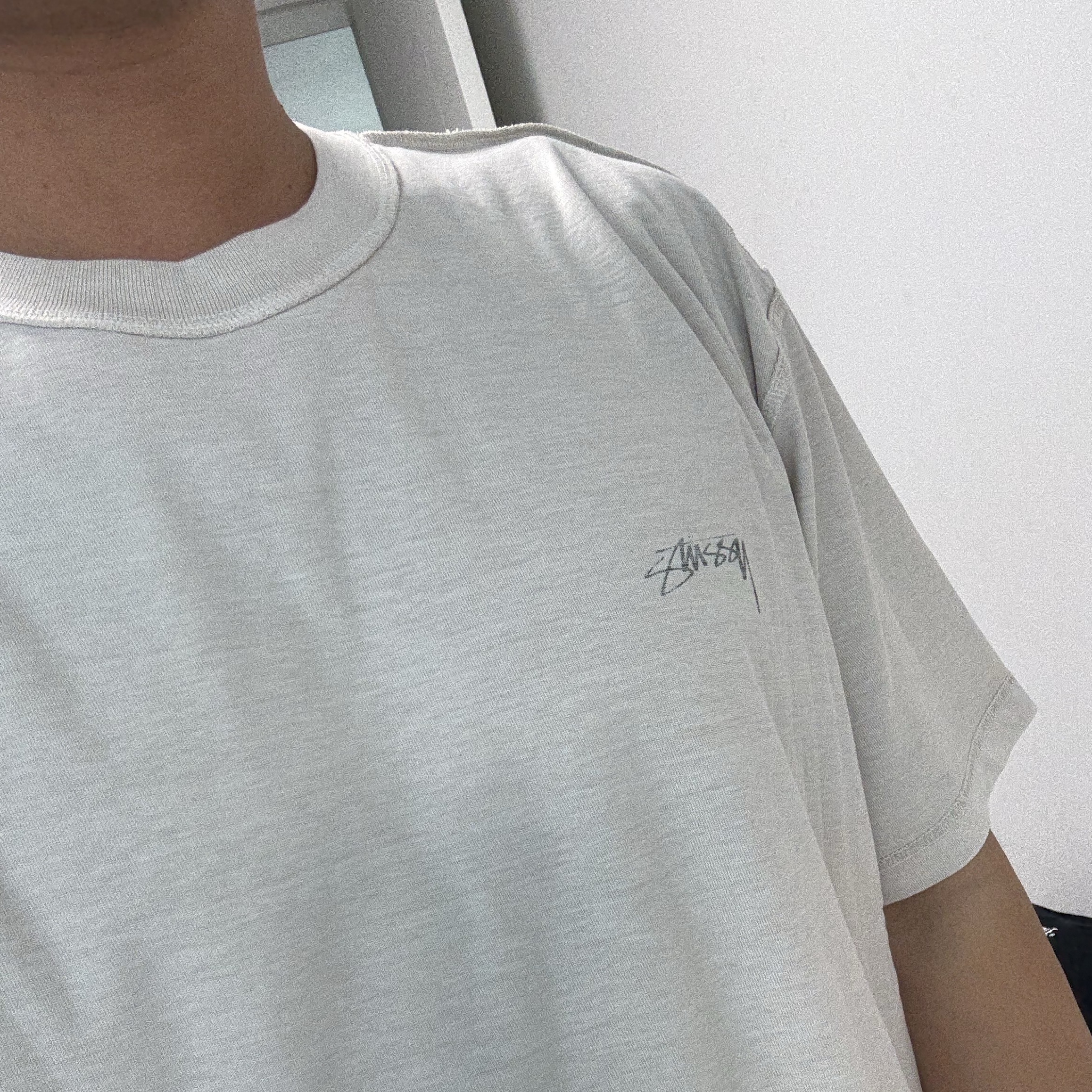 Stussy Lazy T-Shirt Bone 착용 스타일 - 2