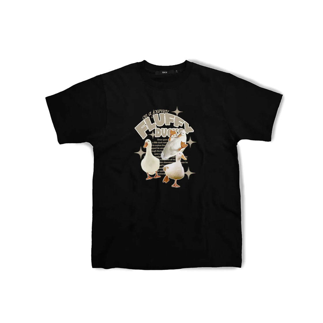 E231OTS263BK Escapefrom Beige Adventure Duck T-shirt Black