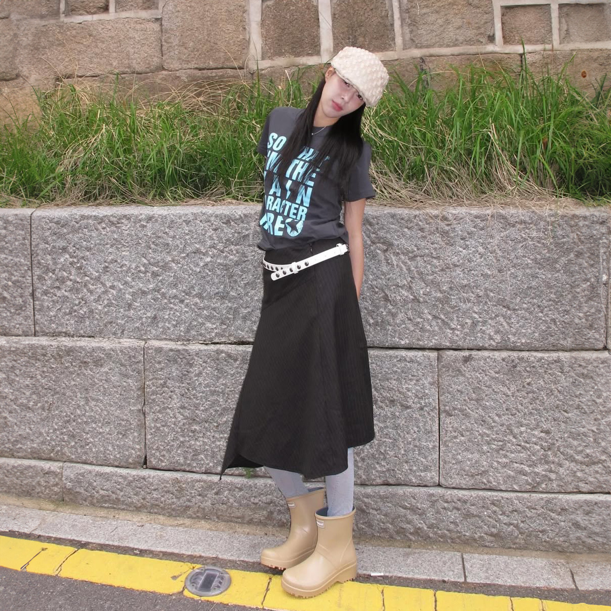 Toadstool Toad Made Rain Boots Short Beige 착용 스타일