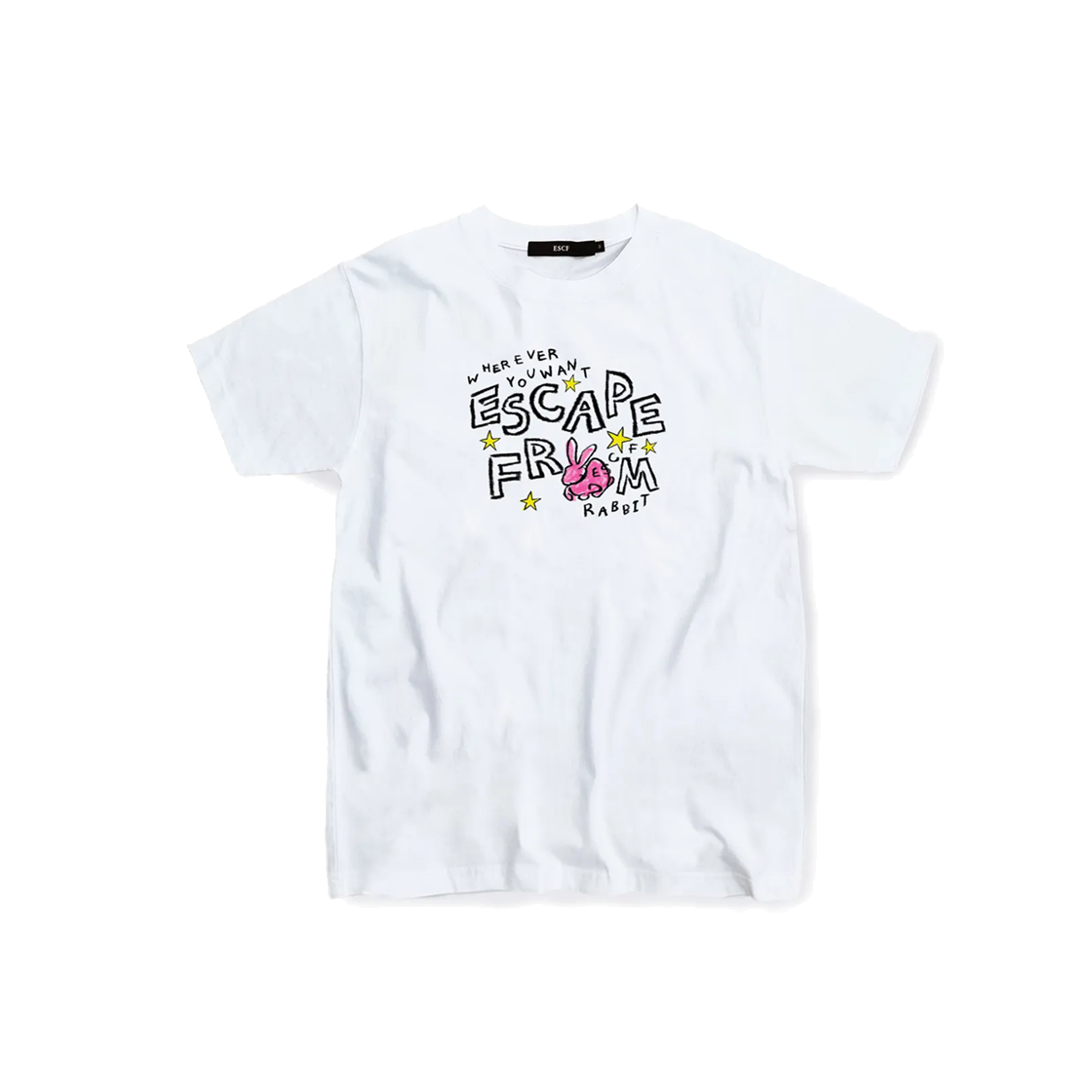 E231OTS060WH Escapefrom Crayon Rabbit T-shirt White