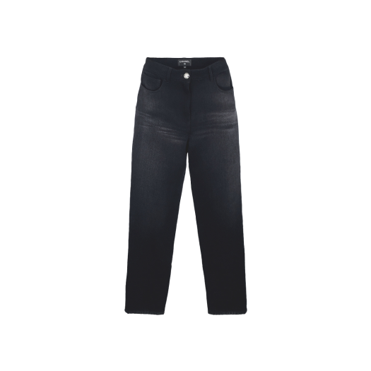 ITMLLPC3UI3H Chanel 24N Coco Neige Washed Denim Pants Black